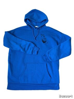 Blue Graphic Pullover Hoodie